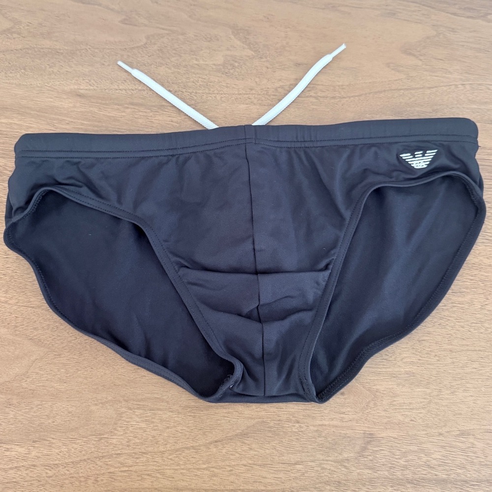 Emporio Armani Mens Black Swim Briefs Eagle Logo Beachwear 211722 Size M 48